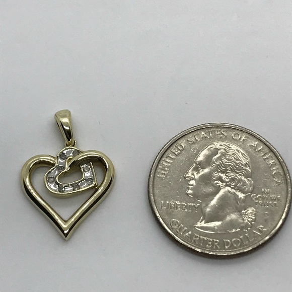 10kt double heart ❤️ pendant - Picture 10 of 13